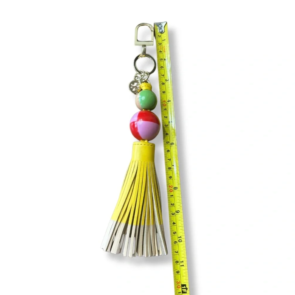 Tory Burch Leather Tassel Bag Charm / Keychain – Colorblock Beads - Picture 5 of 5